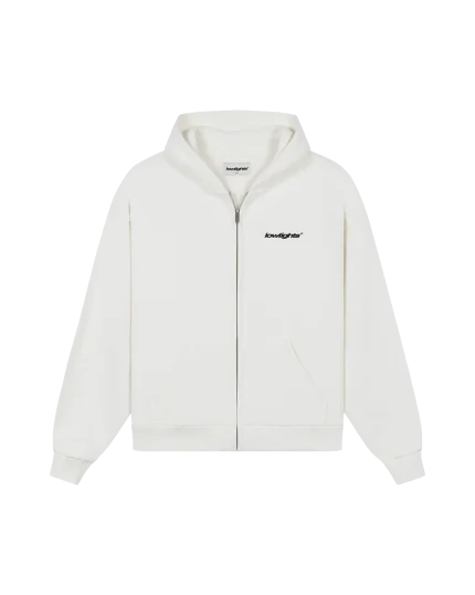 Low Lights Basic Zip Hoodie Creme White