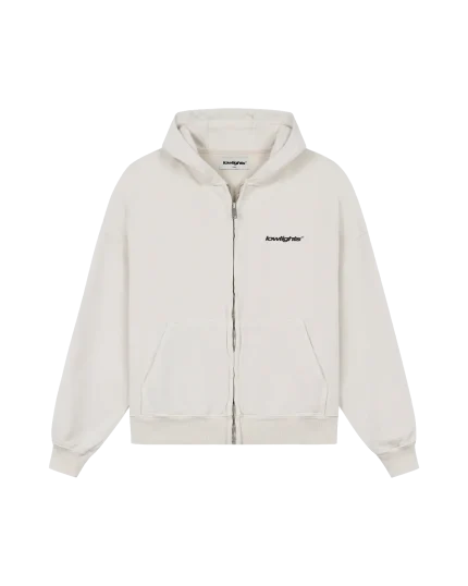 Low Lights Basic Zip Hoodie Ecru