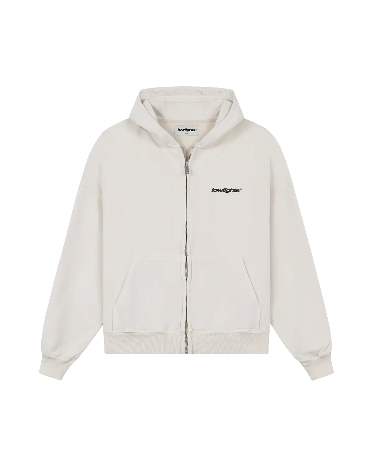 Low Lights Basic Zip Hoodie Ecru Low Lights Basic Zip Hoodie Ecru