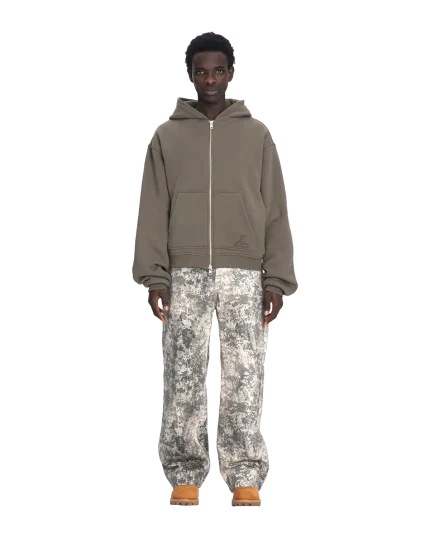 Low Lights Combat Bomber Zip Hoodie Washed Beige (3)